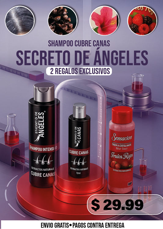 SHAMPOO CUBRE CANAS SECRETO DE ÁNGELES + 2 REGALOS EXCLUSIVOS